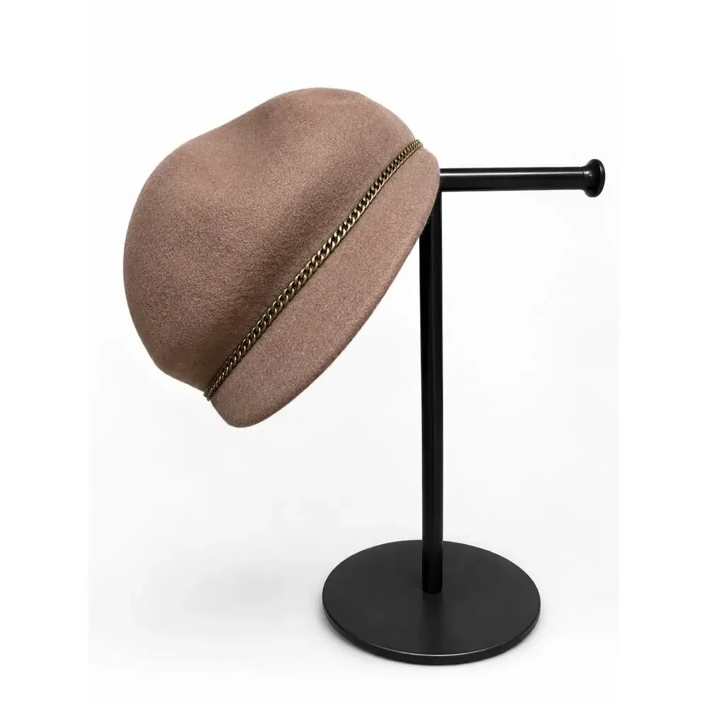 🧢 A New Day Wool Beret Hat Taupe Chain Detail One Size Chic Women’s